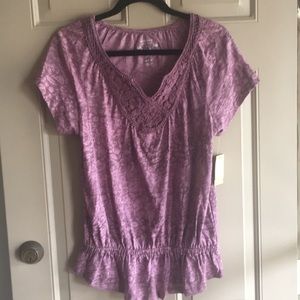 NWT Sonoma S cotton T-shirt with crochet detail